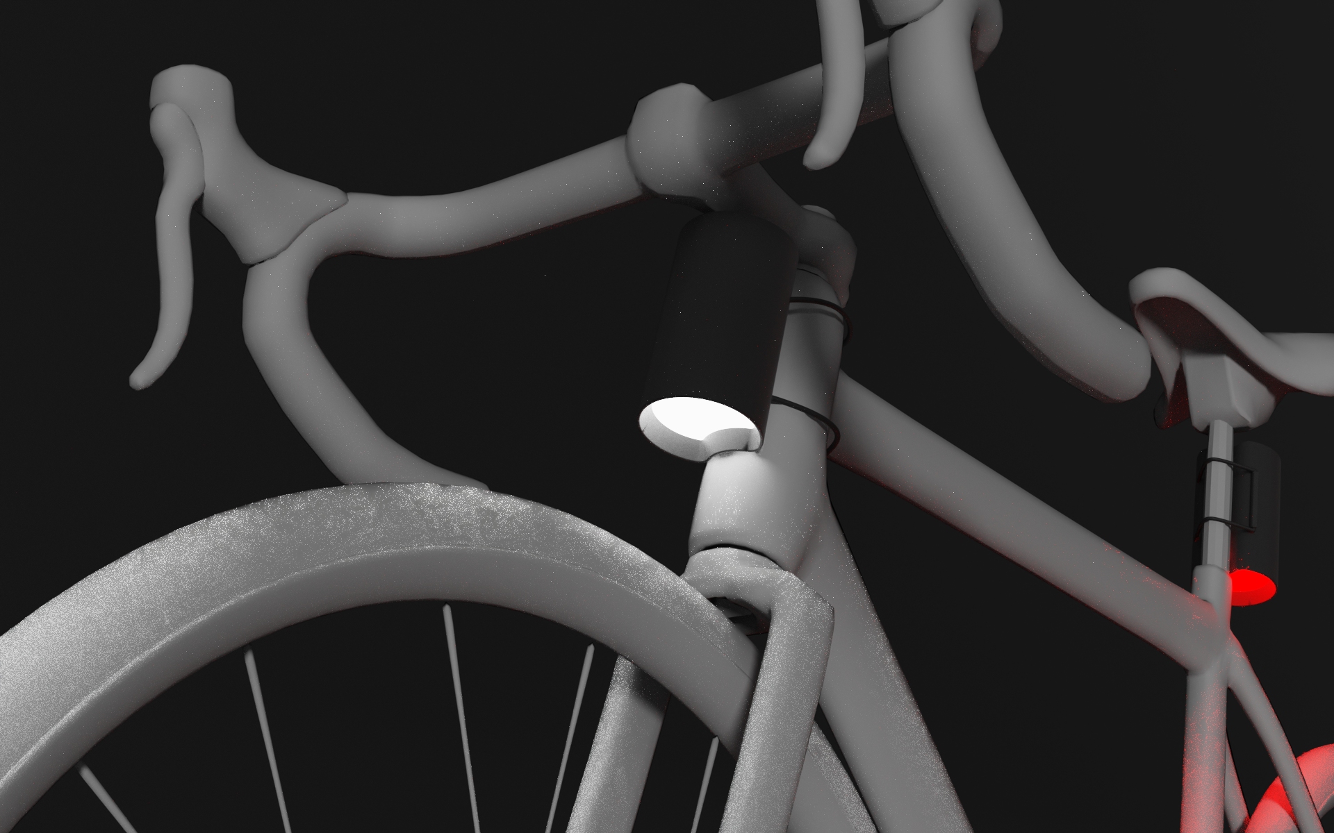Image of a rendering showing the Halux mounted on a bicycle