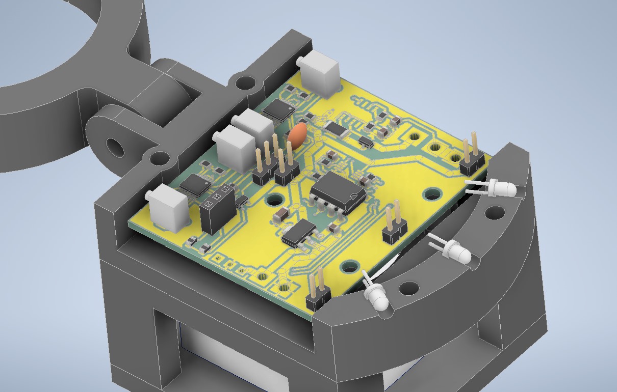 Image of the technical rendering of Halux showing the PCB and enclosure